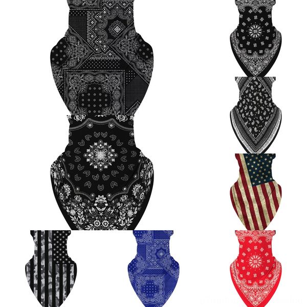 

ce9v8 2020 fashion street hop design cashew skateboard triangle magic scarf bandana hip flower face mask neck scarf bicycle scarf mask, Black