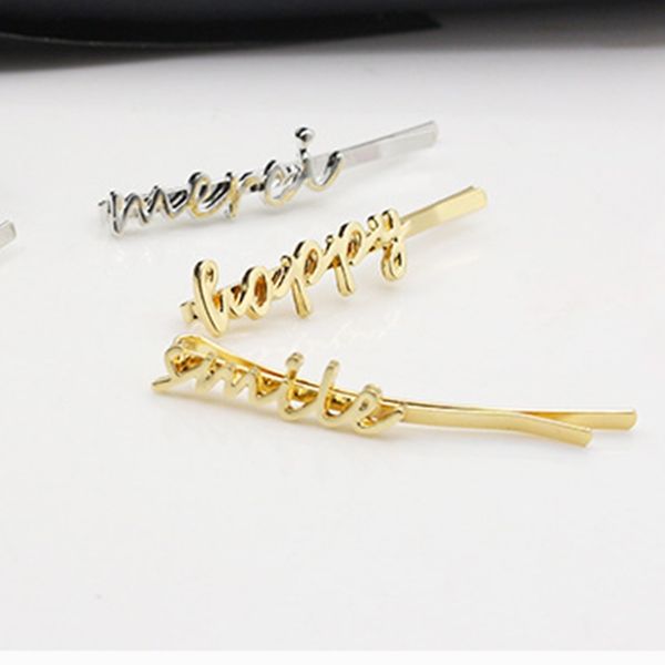 

fashion gold silver letter hair clip bobby pin hairpin hair accessory jewelry, Golden;silver
