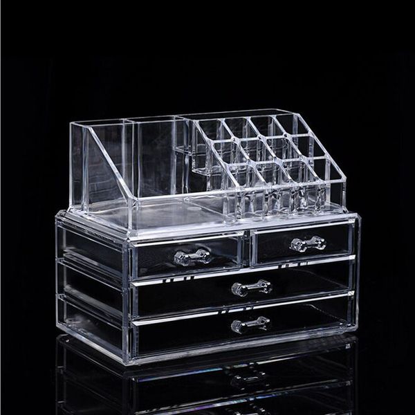 Organizador Cosmético Cor Transparente Três Camadas Multi Função Mostrando Prateleira Acrílico Display Storage Case, compõe as ferramentas de arte da unha contenha