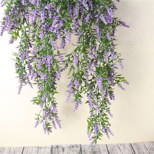 

artificial wall hanging fake flower vine diy wedding living room bunch decor flower basket rattan lavender wall hanging wisteria
