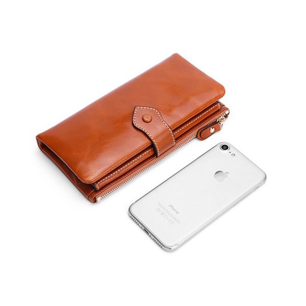 

women's clutch bag oil wax leather wallet europe and america cross border vintage bag mobile phone and purse