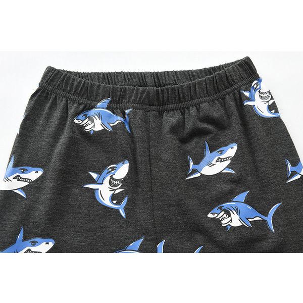 

casual children pajamas bottoms 2020 new baby long sleeve pajamas set shark print boy cotton pj pajamas 2 pieces gray round neck, Blue;red