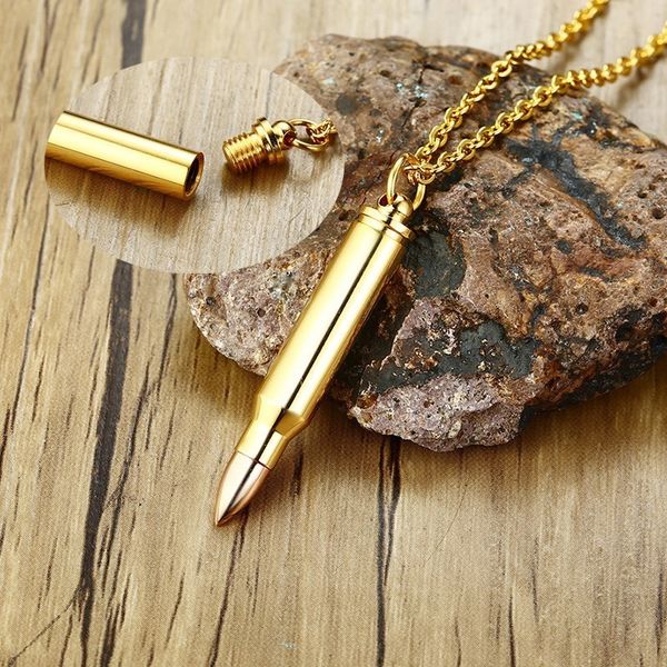 

stainless steel pendant men necklace in gold color urn ash creation jewelry, Silver