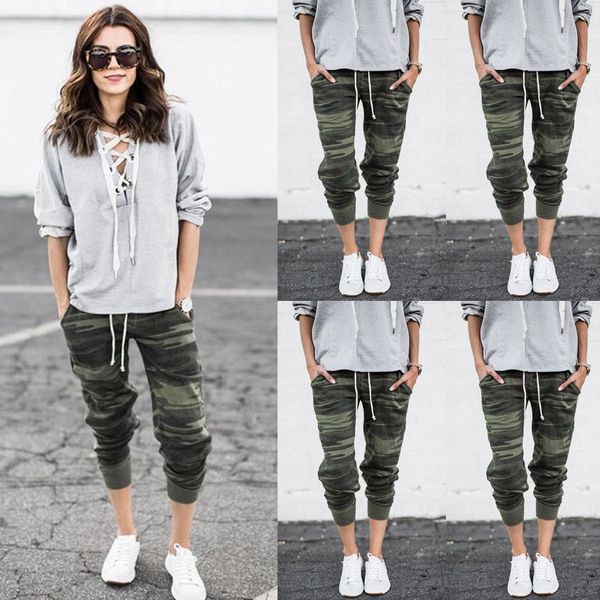 

european and american women's camouflage casual pants new fashion womens casual pants slim straight leg pants summer pant, Black;white