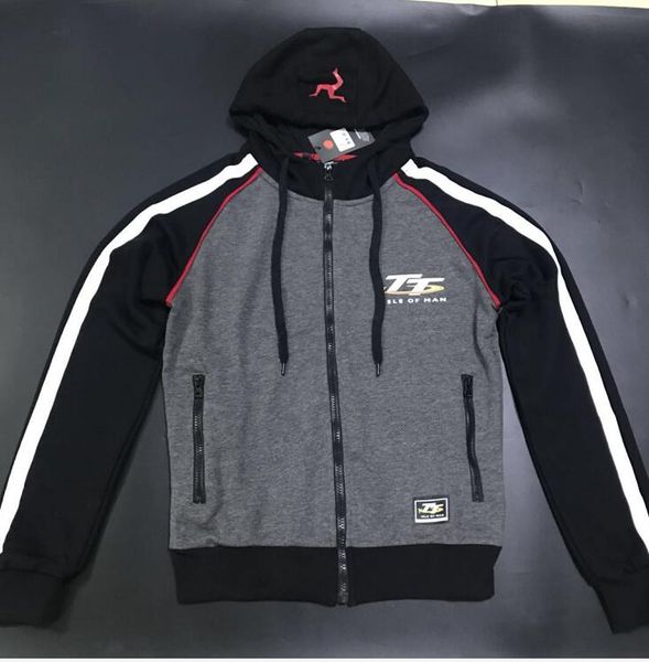 

2018 motorcycle new design isle of man races black/grey zip up hoodie men's cotton racing jacket gray sweatshirt