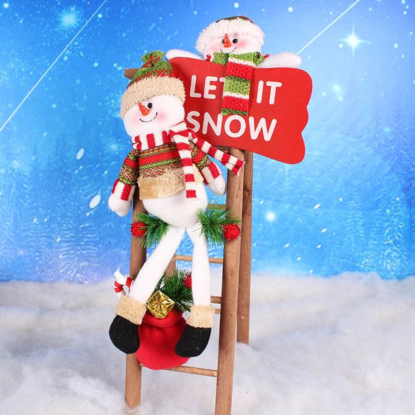 

christmas ornaments santa snowman ladder decoration plush fabric props mall scene holiday decorations