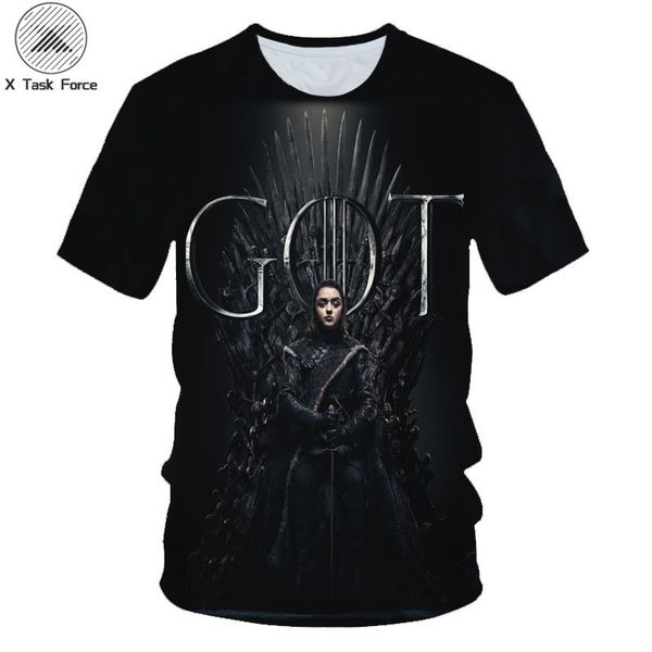 

2019 iron throne tshirt song of ice and fire 3d print t-shirt summer shirt t-shirt tshirt s-6xl, White;black