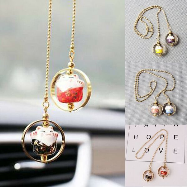 

lucky cat porcelain pendant charm pendant car home office amulet decor