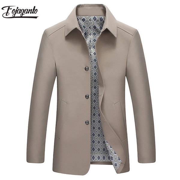 

fojaganto men's trench coat 2019 spring autumn men fashion casual solid color slim fit outwear male trench street clothing top, Tan;black