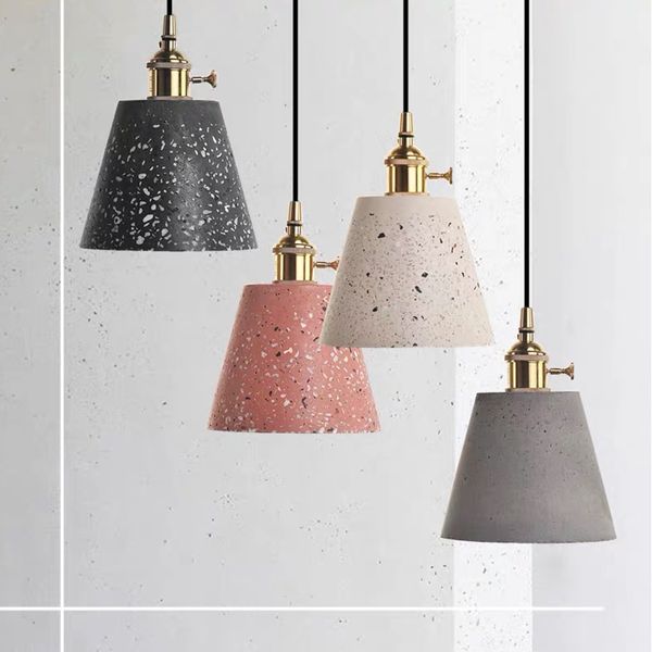 

2020 new terrazzo cement pendant lights nordic modern led e27 restaurant bar living room bedroom kitchen industrial lamp design