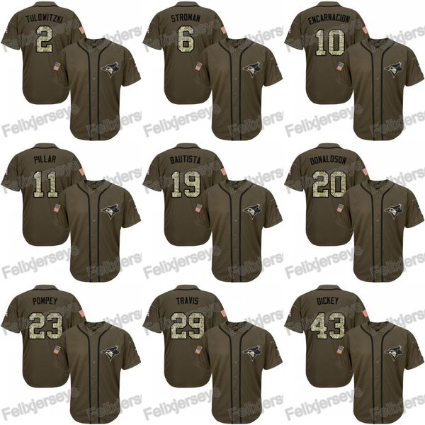 

Toronto 29 Devon Travis Dalton Pompey 55 Russell Martin R.A. Dickey Blue Jays Custom Baseball Jersey