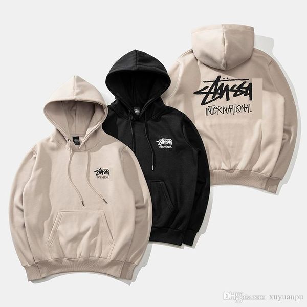 

19ss new men designer hoodiestussys brand couple hoodies wild loose woman sweater fashion classic street hip hop pullover sale shirt, Black