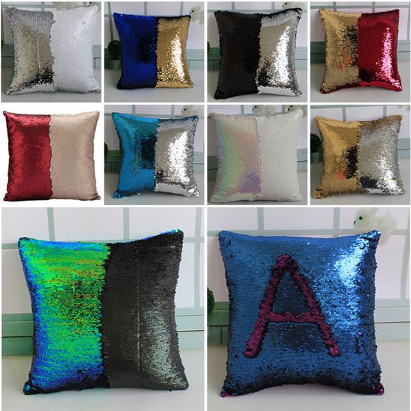 

40*40cm 10 colors Sequin Double Color Cushion Cover Pillow Magical Glitter Throw Pillow Case Home Decorative Car Sofa Pillowcase