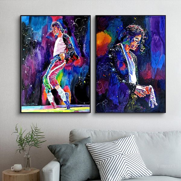 

famous star michael jackson singing oil painting on canvas impression super star portrait oil wall art picture living room decor