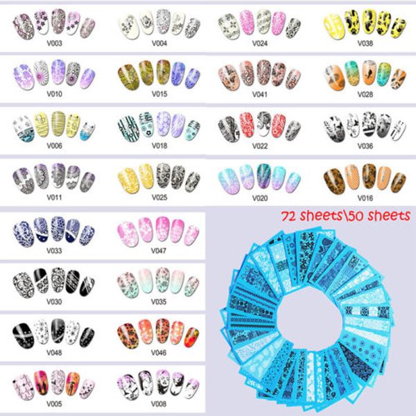 

50\72 sheets mixed designs watermark decals water transfer nail art sticker diy