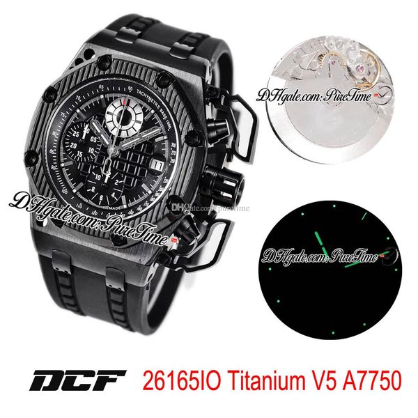 

dcf survivor 26165io eta a7750 chronograph automatic mens watch pvd steel all black textured dial rubber limited edition puretime dc02, Slivery;brown