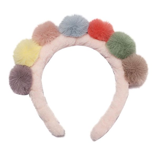 

симпатичные цвета радуги волосы мяч оголовье мягкие плюшевые анти-скольжения обруч для волос девочка декор d08e, Slivery;white