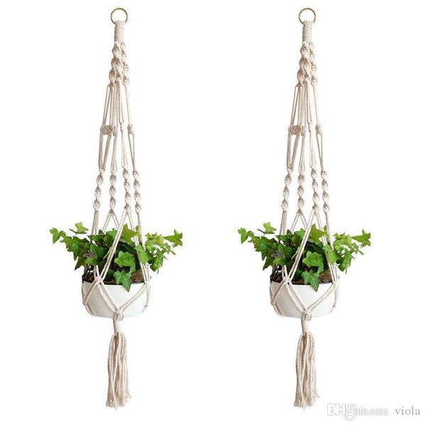 

60pcs plant hanger hook flower pot handmade knitting natural fine cordage planter holder basket home garden balcony decoration