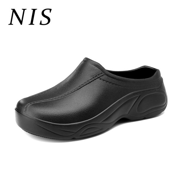 

nis men slippers round toe lightweight comfortable nursing men shoes slip resistant shoes for man slides slippers spring summer, Black