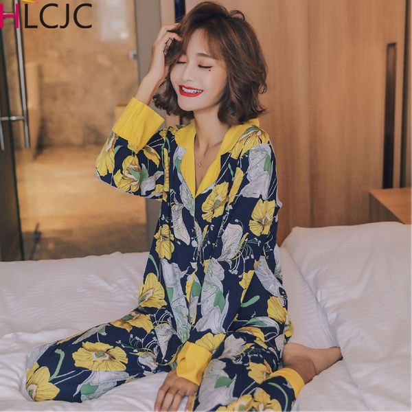 

autumn womens print satin pajamas pyjamas set long sleeve sleepwear pijama mujer female household clothing loungewear plus size, Black;red