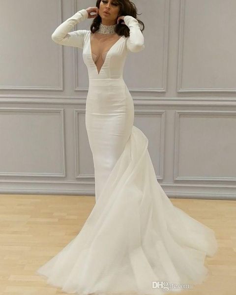

elegant mermaid evening dresses with long sleeves high neck formal party dresses sweep train sheer neck prom dresses custom made, Black;red