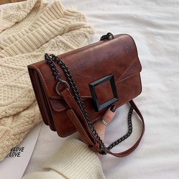 

retro solid pu leather flap crossbody bags for women handbags 2019 ladies small chain shoulder messenger bags female purses