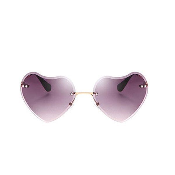 Marca Óculos Designer Moda amor em forma de 2021 Óculos de sol sem aro colorido coração de luxo mulheres vintage coração óculos de sol sem aro bjpba