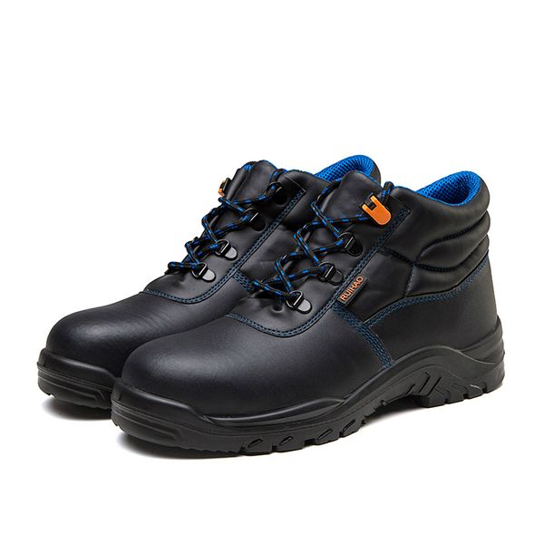 

new arrival mens large size breathable steel toe caps work safety shoes cow leather platform worker shoe tooling security boots, Black