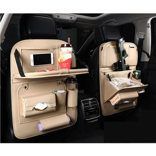 

pu leather car back seat organizer high capacity waterproof storage trash bags for car auto interior accessories