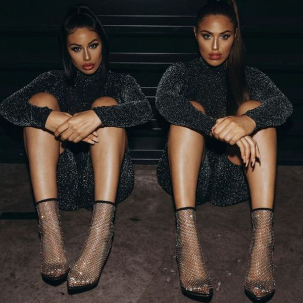 

2020 designer air mesh net bling women shoes woman summer boots thin high heels sandal female, Black