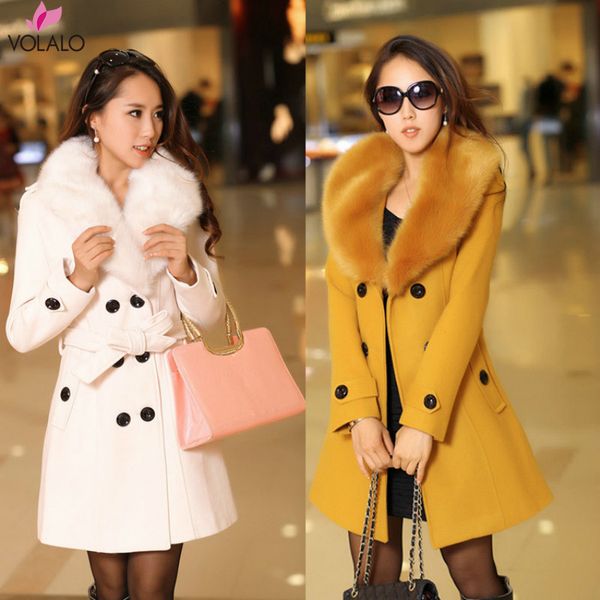 

volalo winter women wool fur coat hooded faux fur coat female warm plus size xxxl slim warm short coats casaco feminino, Black