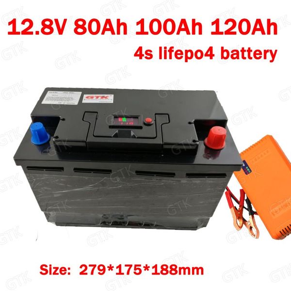 

Gtk lithium 12v 12 8v 120ah 100ah 80ah lifepo4 battery deep cycle for 1200w boat inverter ubwoofer golf cart radio 10a charger