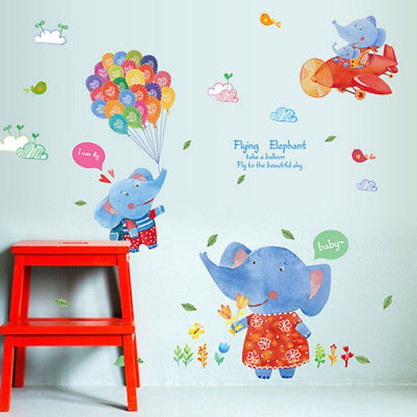 

balloon elephant wall sticker cute cartoon decal kid bedroom nursery vinyl removable home decor