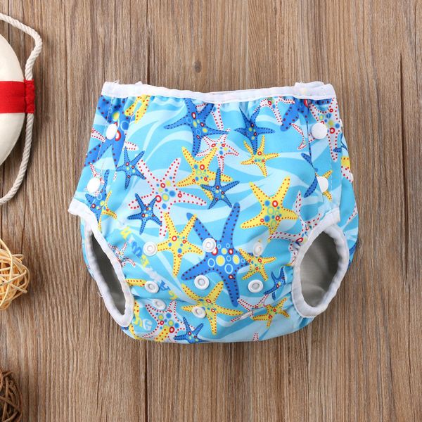 

adjustable reusable baby summer boys girls shorts summer cute floral swim diaper swimming trunks waterproof swimwear, Black