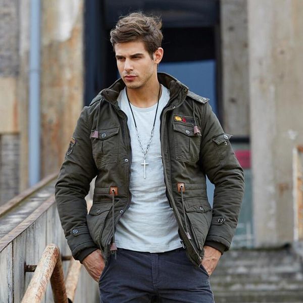 

men autumn winter jackets thicken warm cotton bomber jacket coat pilot jacket men's casual loose, Black;brown