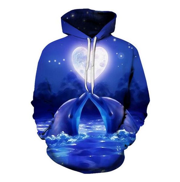 

new fashion women/men's dolphin casual 3d printed crewneck sweatshirts hoodies sportwear coat wr220, Black
