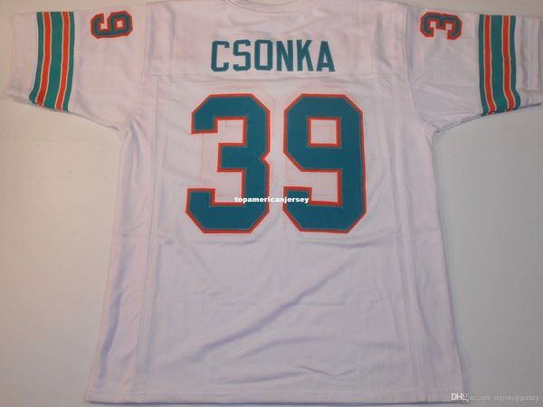 

retro custom sewn stitched larry csonka white mitchell & ness jersey men's football jerseys rugby, Black;blue
