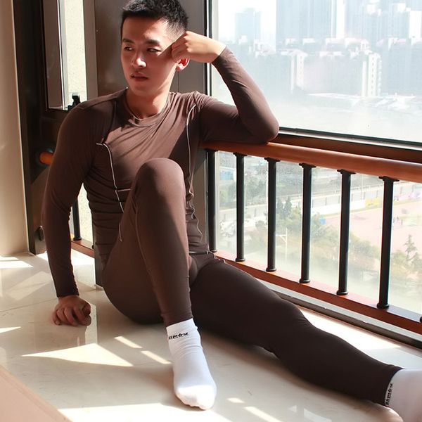 

men's thermal underwear male thin bamboo fiber tight low rise long johns suit 3004tz, Black;white