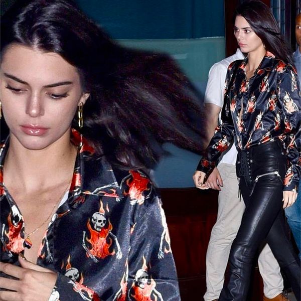 Compre Camisa De Seda 18fw Kendall Jenner Camisa Dos Homens Das Mulheres Moda Casual Outwear Casal Rua Skate Hip Hop Camisas Hfttcs009 De Hanfei001