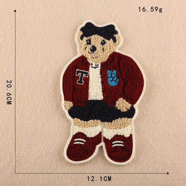 

gugutree embroidery big bear bottle wolf patch animal patches badges applique patches for clothing dk-19, Black