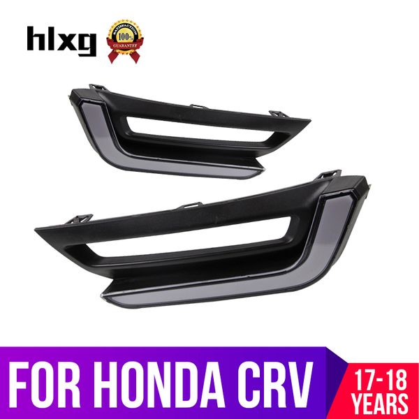 

hlxg 2pcs auto for crv cr-v 2017 2018 drl fog lamp daytime running lights with yellow turn signal 12v daylight car-styling