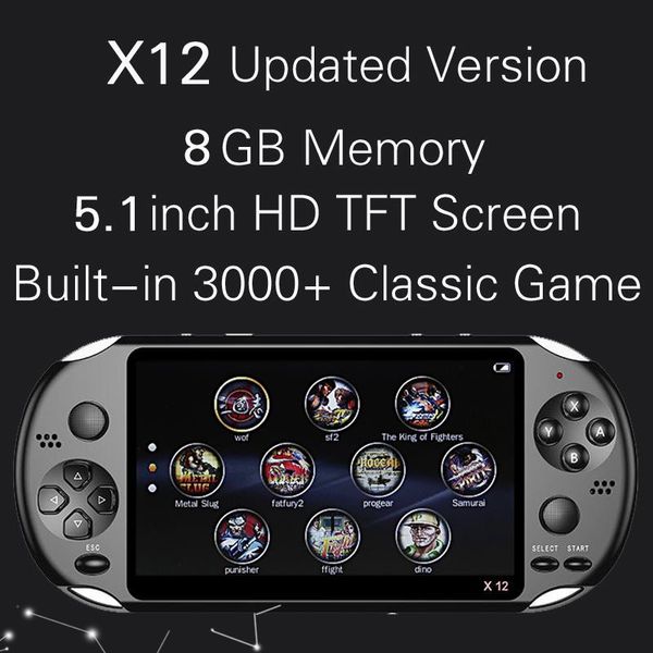 

x12 handheld game player 8gb memory portable video game consoles with 5.1" color screen support tf card 32gb mp3 mp4 player mq12