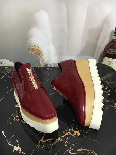 

stella mccartney shoes women fashion sneakers zip genuine leather wedge platform 4 colors, Black