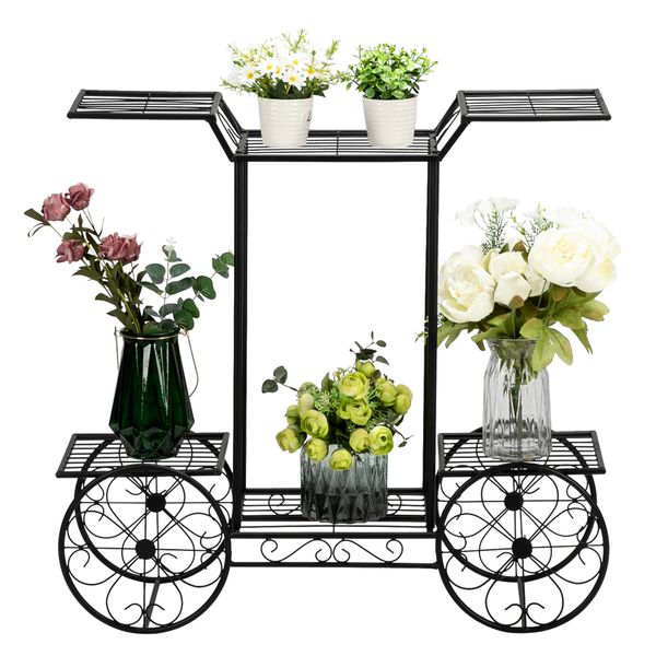 

6 tiers garden cart stand & flower pot plant holder display rack-parisian style - perfect for home, garden, patio