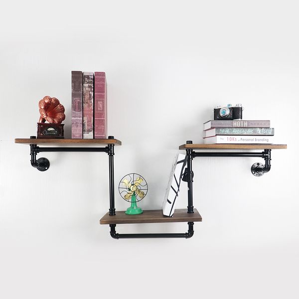 

industrial retro wall mount iron pipe shelf diy storage wooden pipe shelf diy pipe shelf bookcases