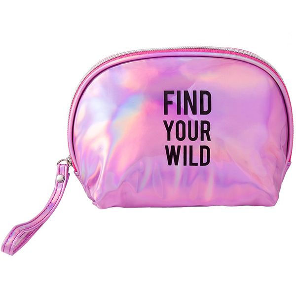 

waterproof mini pu shell letter print fashion portable pouch women travel cosmetic bag girls storage simple make up