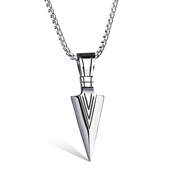

personality fashion titanium steel jewelry retro personality spearhead pendant punk cool cool sliding pendant necklace holiday gifts, Silver