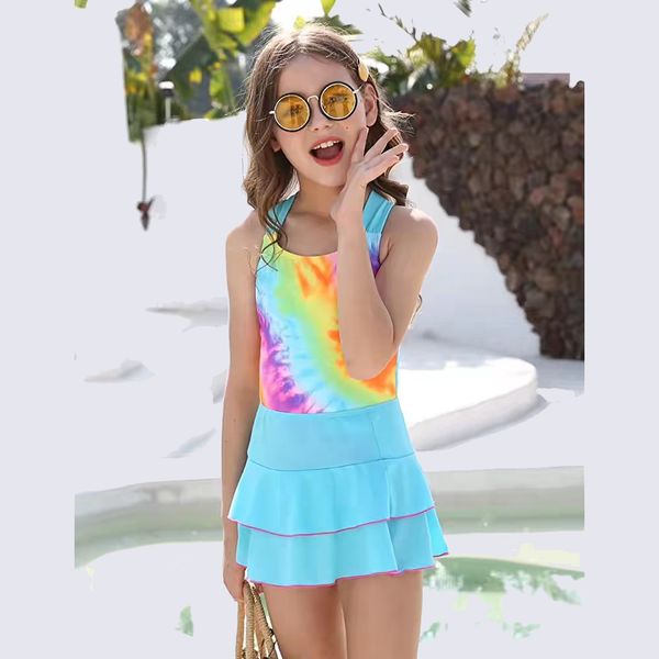 

girls one piece swimsuit with short or dress criss cross back swimwear bathing suits for girl 6-14 years swimsuit near me, White;black