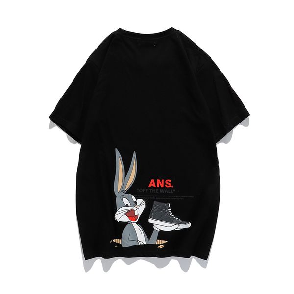 

european american trend mens luxury designer t-shirt selling cartoon character wild casual tshirt summer round neck t-shirts, White;black