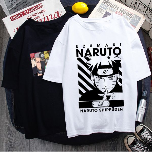 

naruto fashion japanese anime t shirt men sasuke funny cartoon t-shirt casual cool streetwear tshirt couple hip hop tee male, White;black